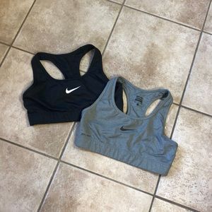 2 Nike Sports Bras ~> 1 Black, 1 Gray